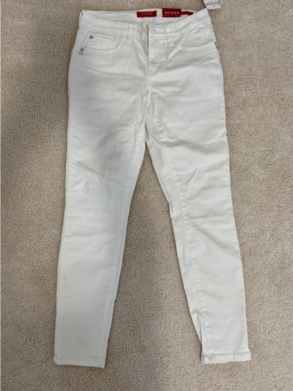GUESS White Midrise Skinny Jeans